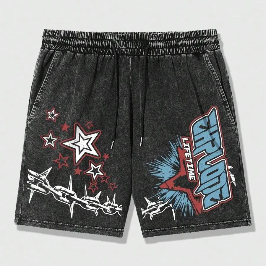 Street Life Men's Printed Tie Front Pocket Casual Shorts