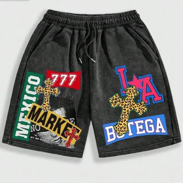 Street Life Men's Printed Tie Front Pocket Casual Shorts