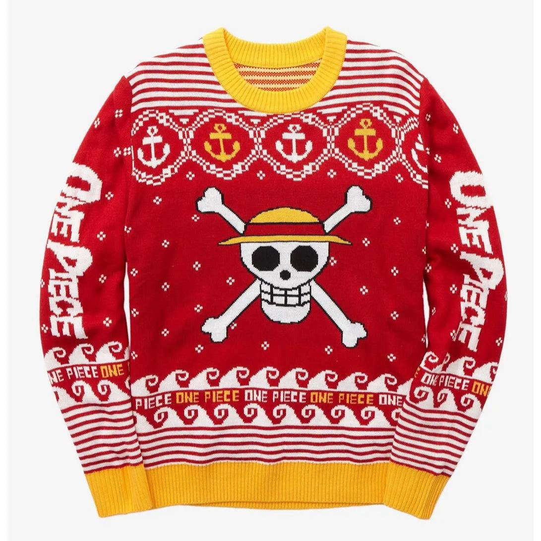 One Piece Straw Hat Pirates Jolly Roger Holiday Ugly Sweater