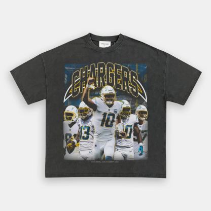 Unisex-Adult Ultra Cotton Washed T-Shirt Graphic LA CHARGERS TEE