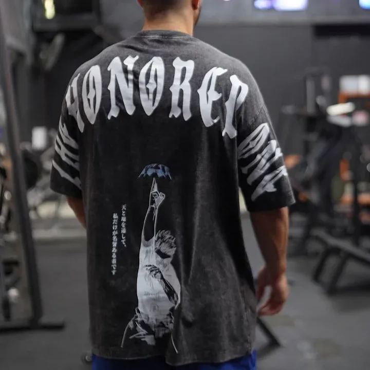 Retro Gojo Satoru Anime Oversize Washed T-Shirt