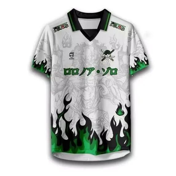 One Piece Zoro Anime Vintage V-Neck  Jersey