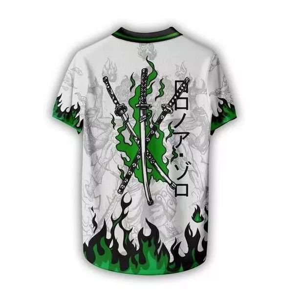 One Piece Zoro Anime Vintage V-Neck  Jersey