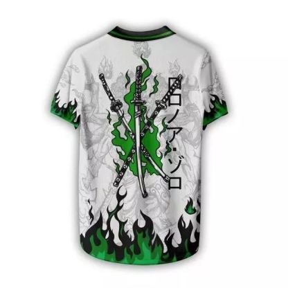 One Piece Zoro Anime Vintage V-Neck  Jersey