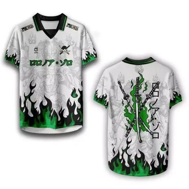 One Piece Zoro Anime Vintage V-Neck  Jersey