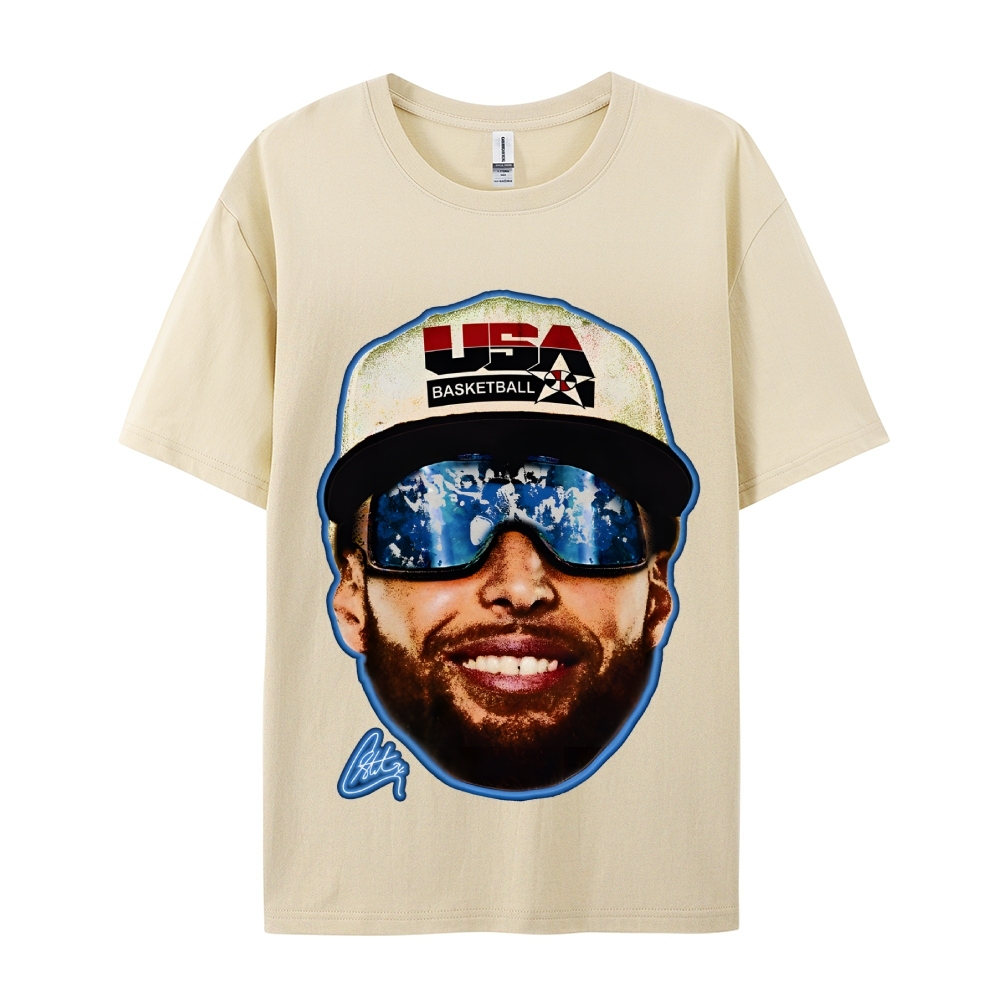 Unisex-Adult Ultra Cotton Washed T-Shirt Graphic "Chef Curry" Team USA Big Face T-Shirt