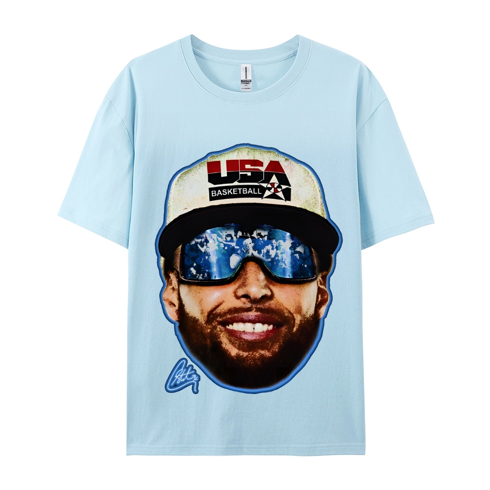 Unisex-Adult Ultra Cotton Washed T-Shirt Graphic "Chef Curry" Team USA Big Face T-Shirt