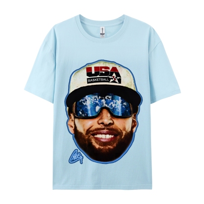 Unisex-Adult Ultra Cotton Washed T-Shirt Graphic "Chef Curry" Team USA Big Face T-Shirt