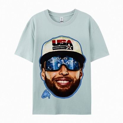 Unisex-Adult Ultra Cotton Washed T-Shirt Graphic "Chef Curry" Team USA Big Face T-Shirt