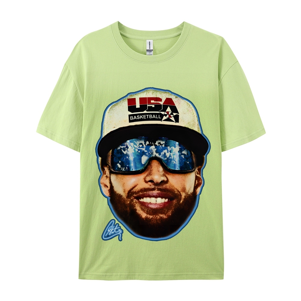 Unisex-Adult Ultra Cotton Washed T-Shirt Graphic "Chef Curry" Team USA Big Face T-Shirt