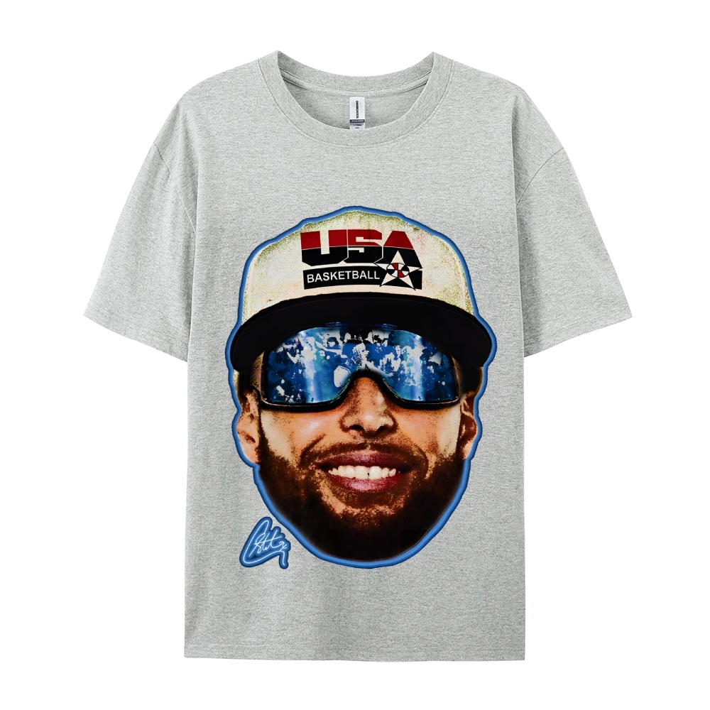 Unisex-Adult Ultra Cotton Washed T-Shirt Graphic "Chef Curry" Team USA Big Face T-Shirt
