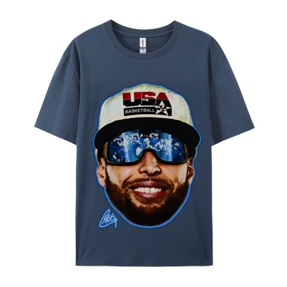 Unisex-Adult Ultra Cotton Washed T-Shirt Graphic "Chef Curry" Team USA Big Face T-Shirt