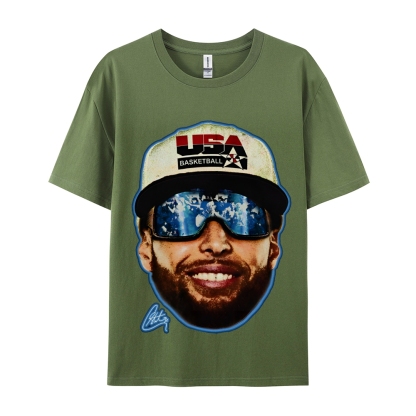 Unisex-Adult Ultra Cotton Washed T-Shirt Graphic "Chef Curry" Team USA Big Face T-Shirt
