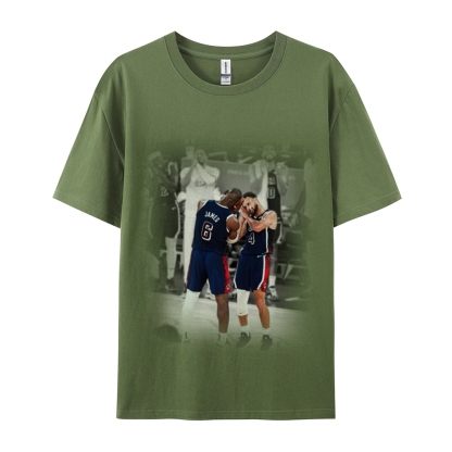 Unisex-Adult Ultra Cotton Washed T-Shirt Graphic USA BASKETBALL 2024 USA TEE