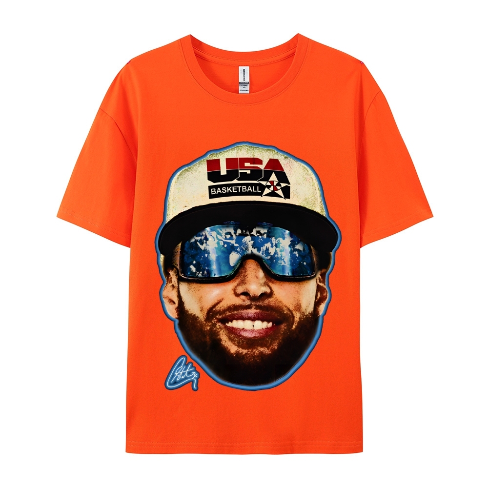Unisex-Adult Ultra Cotton Washed T-Shirt Graphic "Chef Curry" Team USA Big Face T-Shirt