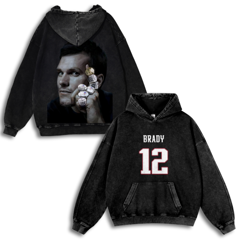 Casual Washed Hoodie|Tom Brady