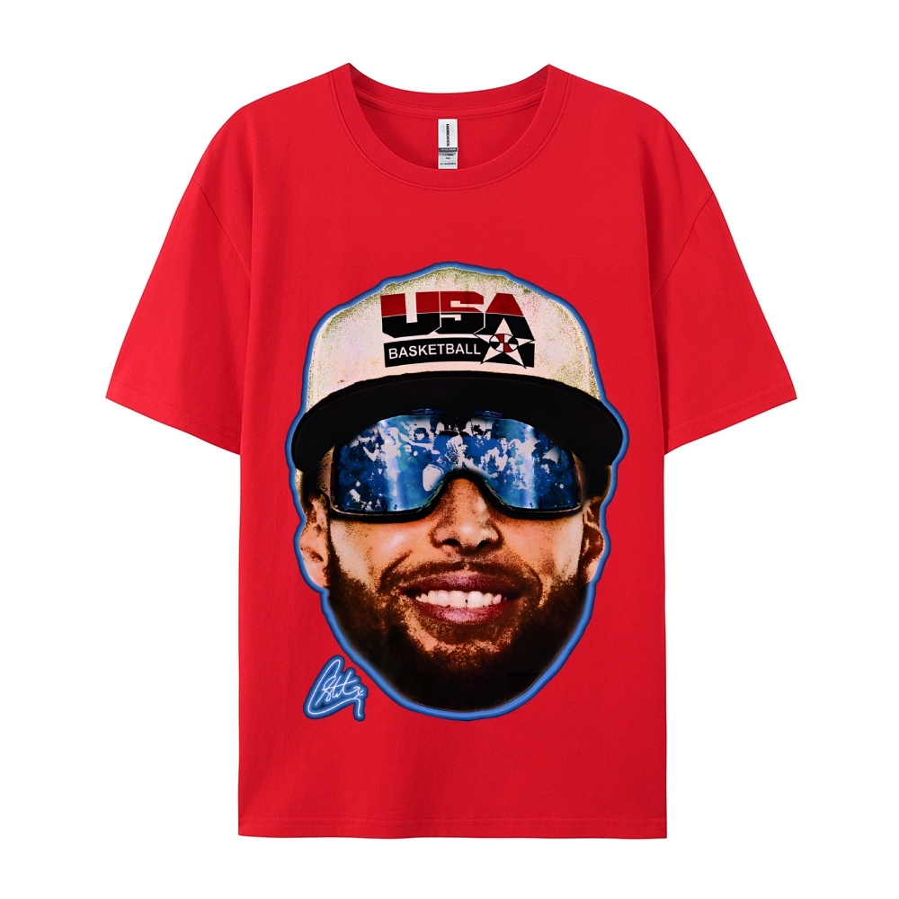Unisex-Adult Ultra Cotton Washed T-Shirt Graphic "Chef Curry" Team USA Big Face T-Shirt