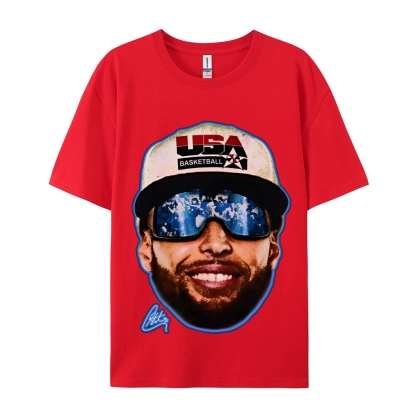 Unisex-Adult Ultra Cotton Washed T-Shirt Graphic "Chef Curry" Team USA Big Face T-Shirt