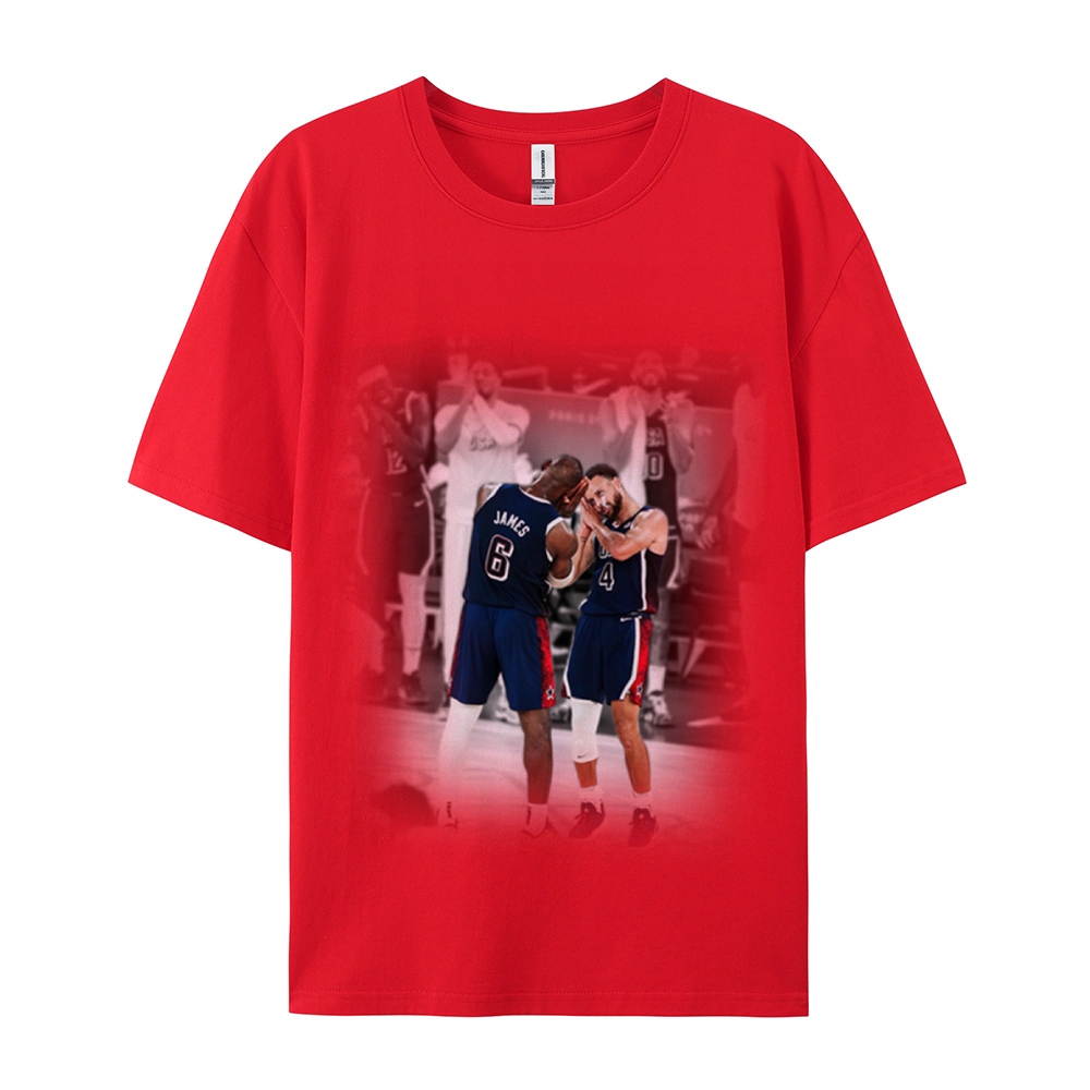 Unisex-Adult Ultra Cotton Washed T-Shirt Graphic USA BASKETBALL 2024 USA TEE