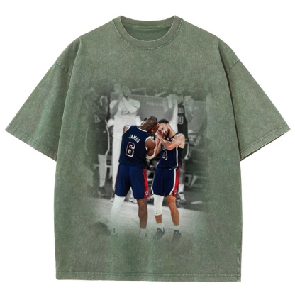 Unisex-Adult Ultra Cotton Washed T-Shirt Graphic USA BASKETBALL 2024 USA TEE