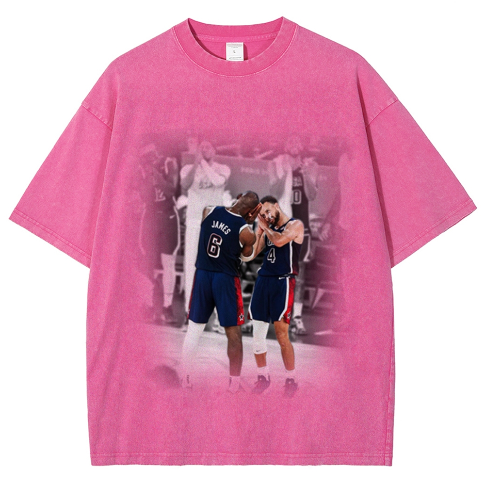 Unisex-Adult Ultra Cotton Washed T-Shirt Graphic USA BASKETBALL 2024 USA TEE