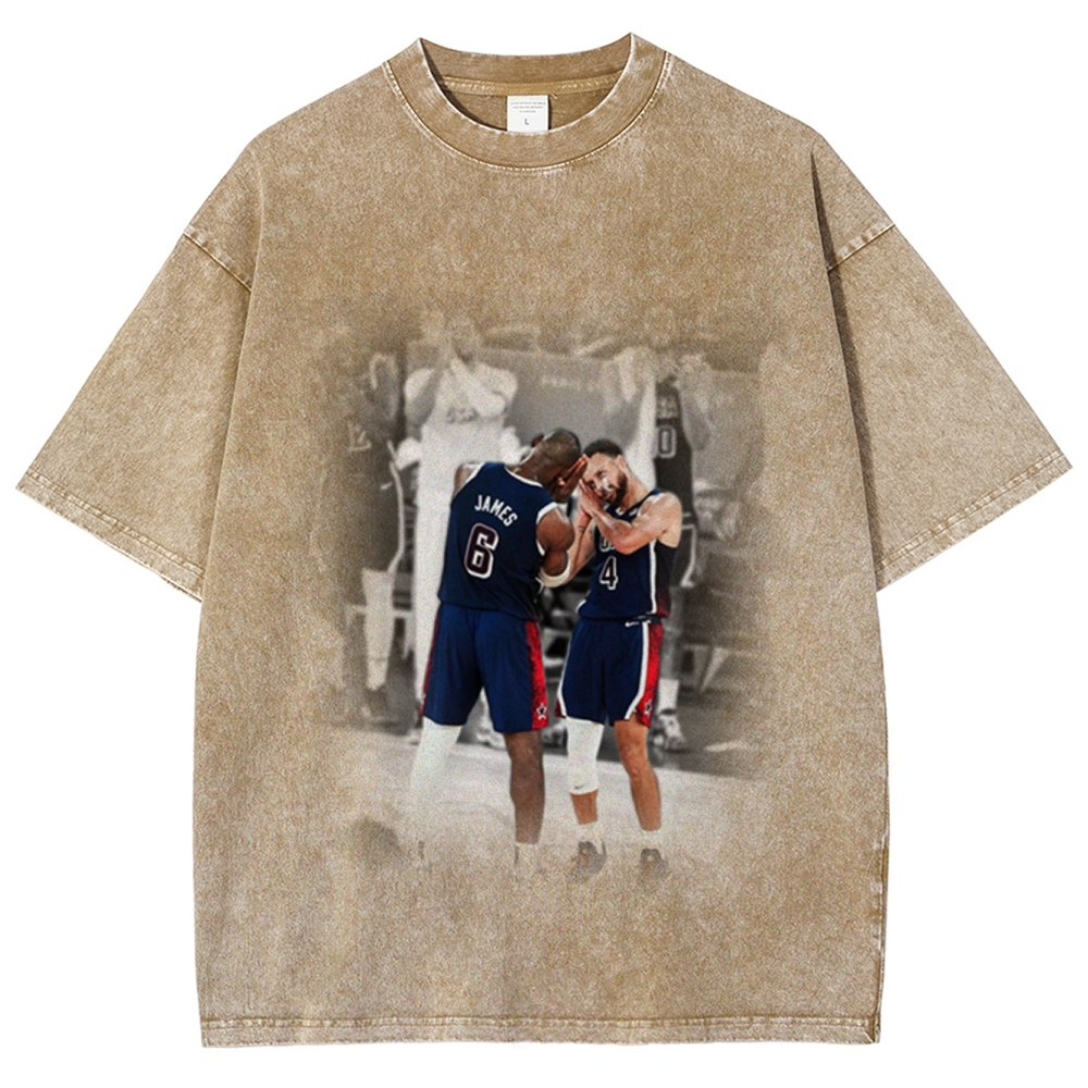 Unisex-Adult Ultra Cotton Washed T-Shirt Graphic USA BASKETBALL 2024 USA TEE