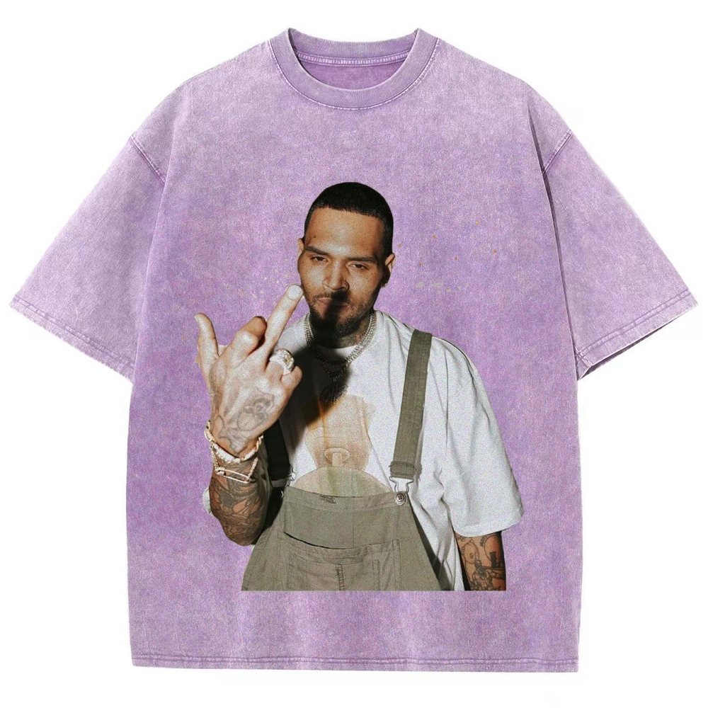 Unisex-Adult Ultra Cotton Washed T-Shirt Graphic BIG FACE CHRIS BROWN TEE