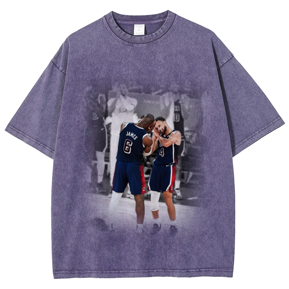 Unisex-Adult Ultra Cotton Washed T-Shirt Graphic USA BASKETBALL 2024 USA TEE