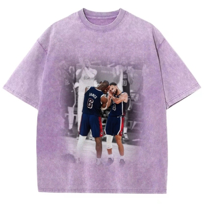 Unisex-Adult Ultra Cotton Washed T-Shirt Graphic USA BASKETBALL 2024 USA TEE
