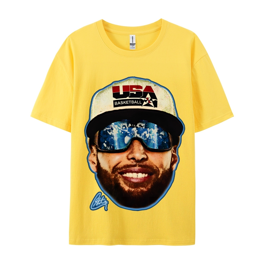 Unisex-Adult Ultra Cotton Washed T-Shirt Graphic "Chef Curry" Team USA Big Face T-Shirt