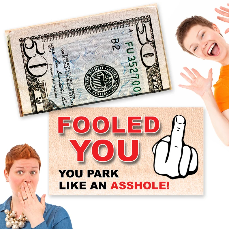 Fake Money Bad Parking Prank Cards 50 Pack