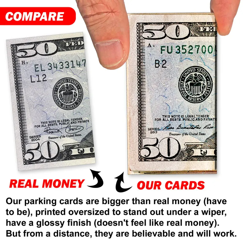 Fake Money Bad Parking Prank Cards 50 Pack