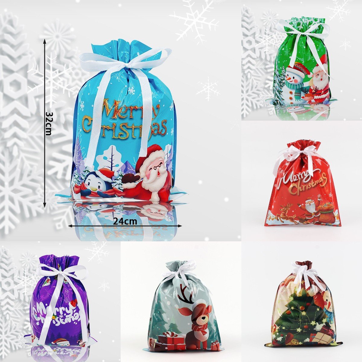 ⚡LAST DAY 49% OFF⚡Christmas Cheer Drawstring Gift Bags🎁