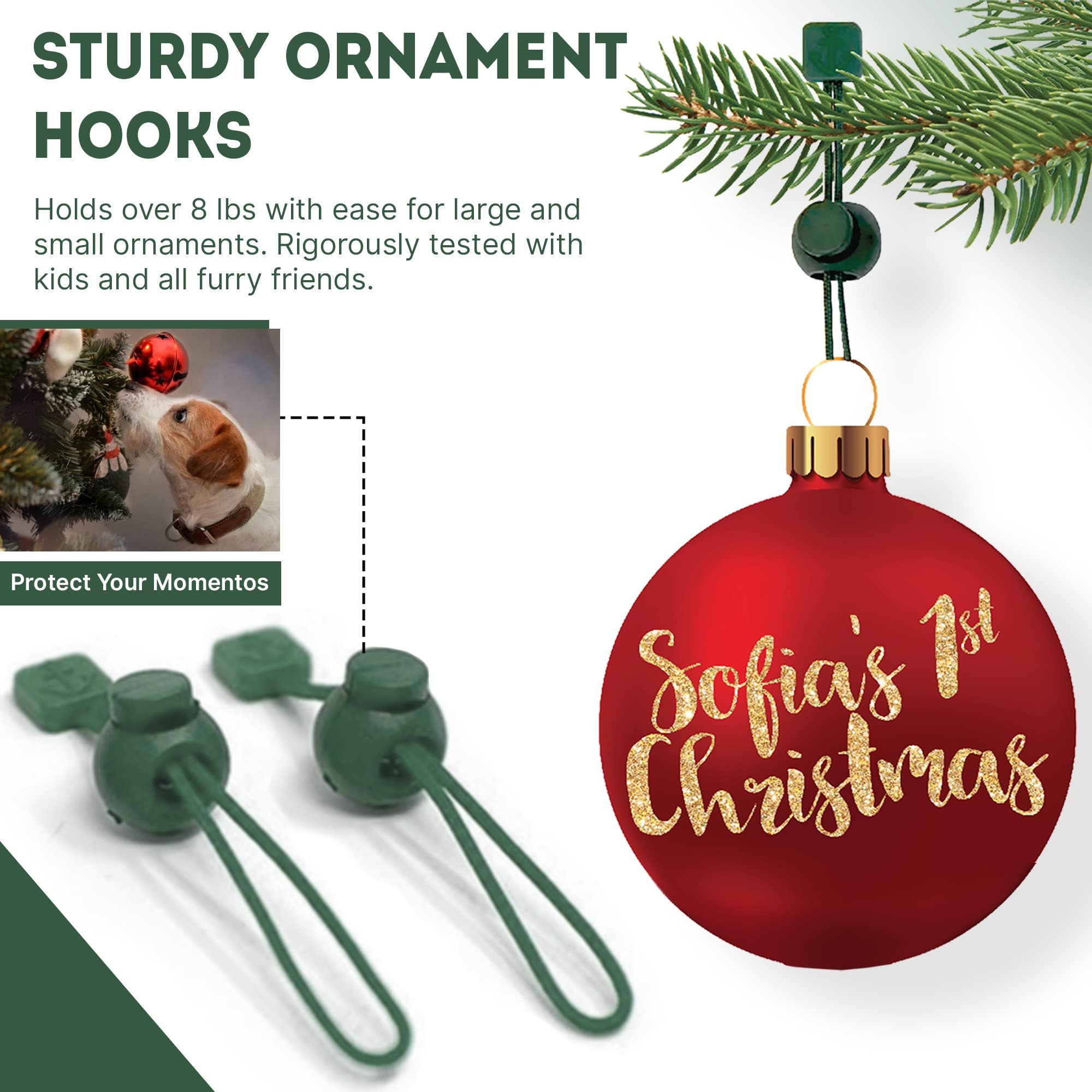 No-Slip Ornament Hooks for Hanging Christmas Decorations