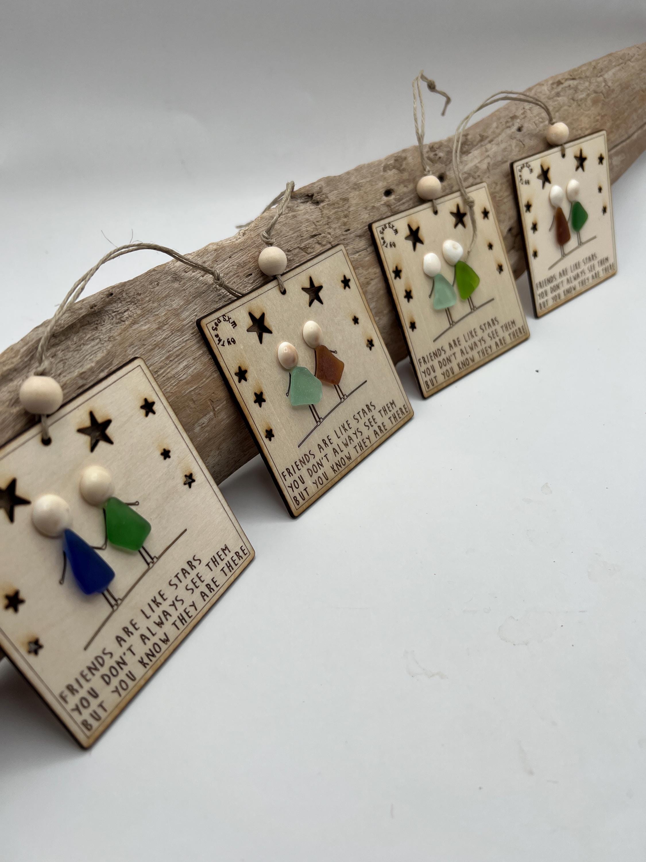 NEW Friendship Sea Glass Quote “Friends are like Stars”-Best Friend Gift