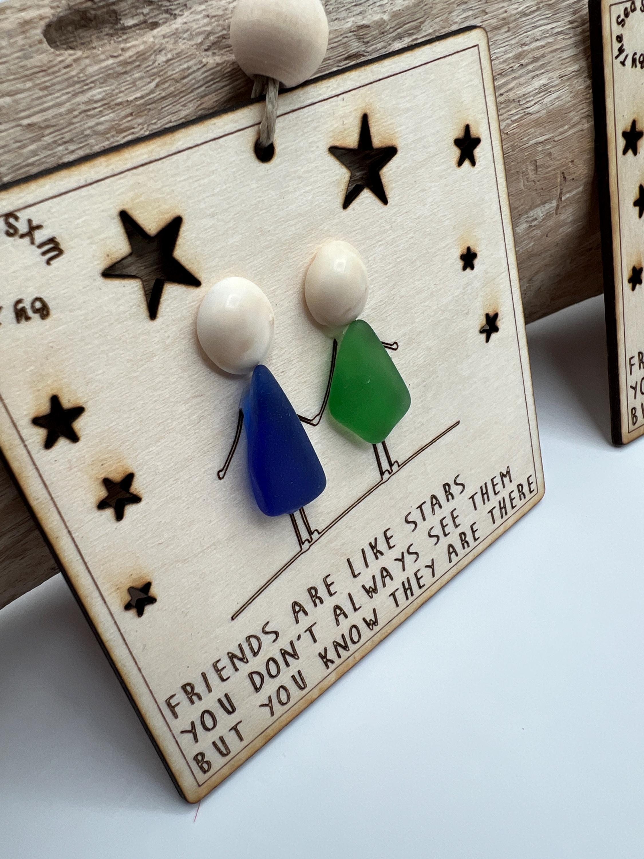 NEW Friendship Sea Glass Quote “Friends are like Stars”-Best Friend Gift