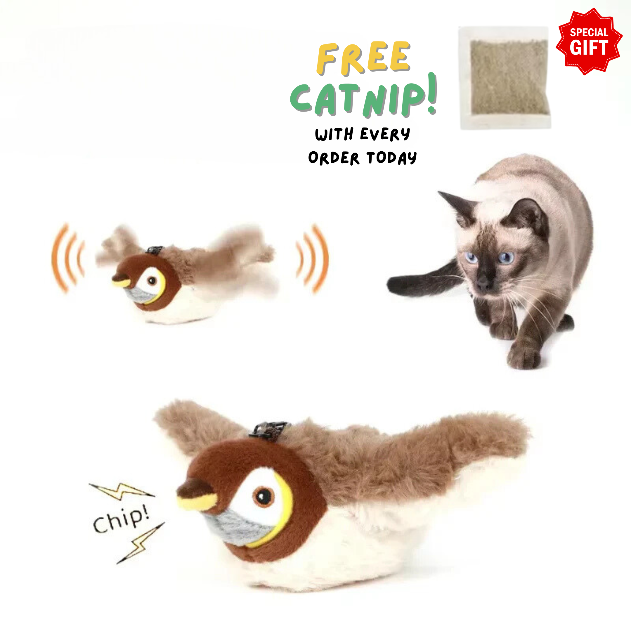 🐾Interactive Chirping Bird Cat Toy✈️