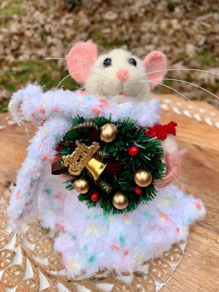 Last 48 hours 70% OFF - Christmas Needle felted Mouse, OOAK Art Doll