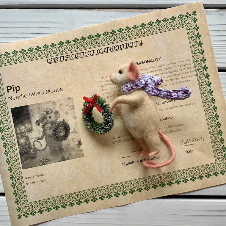 Last 48 hours 70% OFF - Christmas Needle felted Mouse, OOAK Art Doll