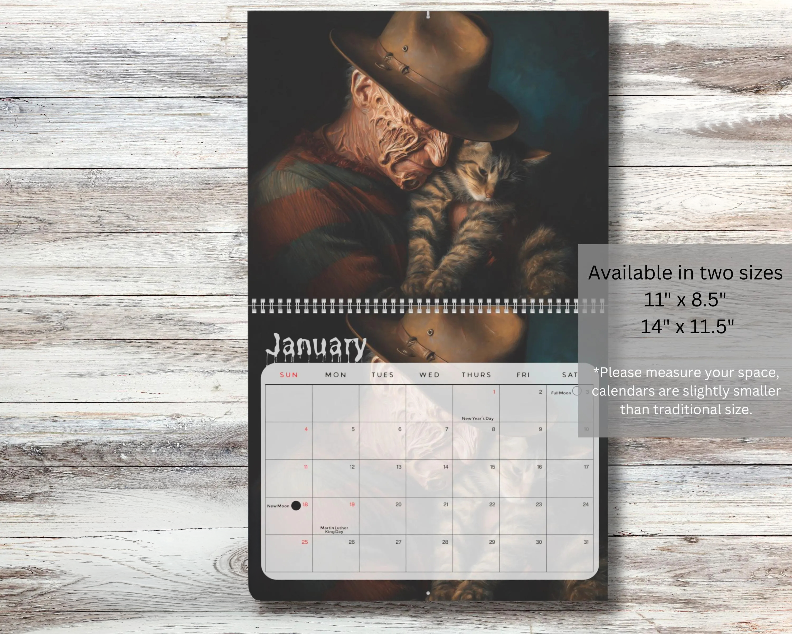 Horror & Cats 2026 Wall Calendar