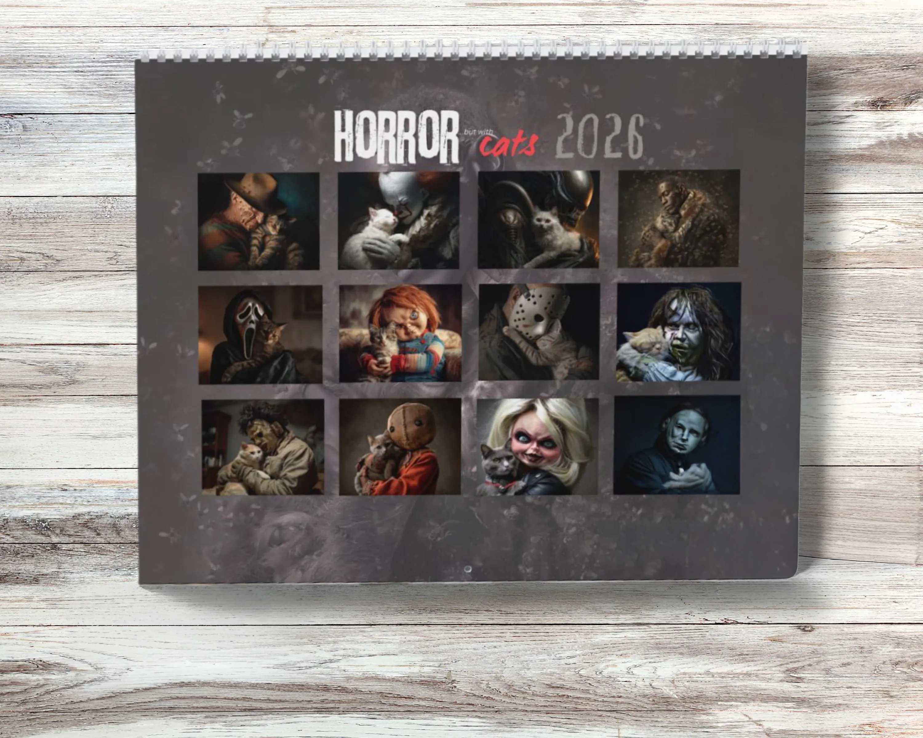 Horror & Cats 2026 Wall Calendar