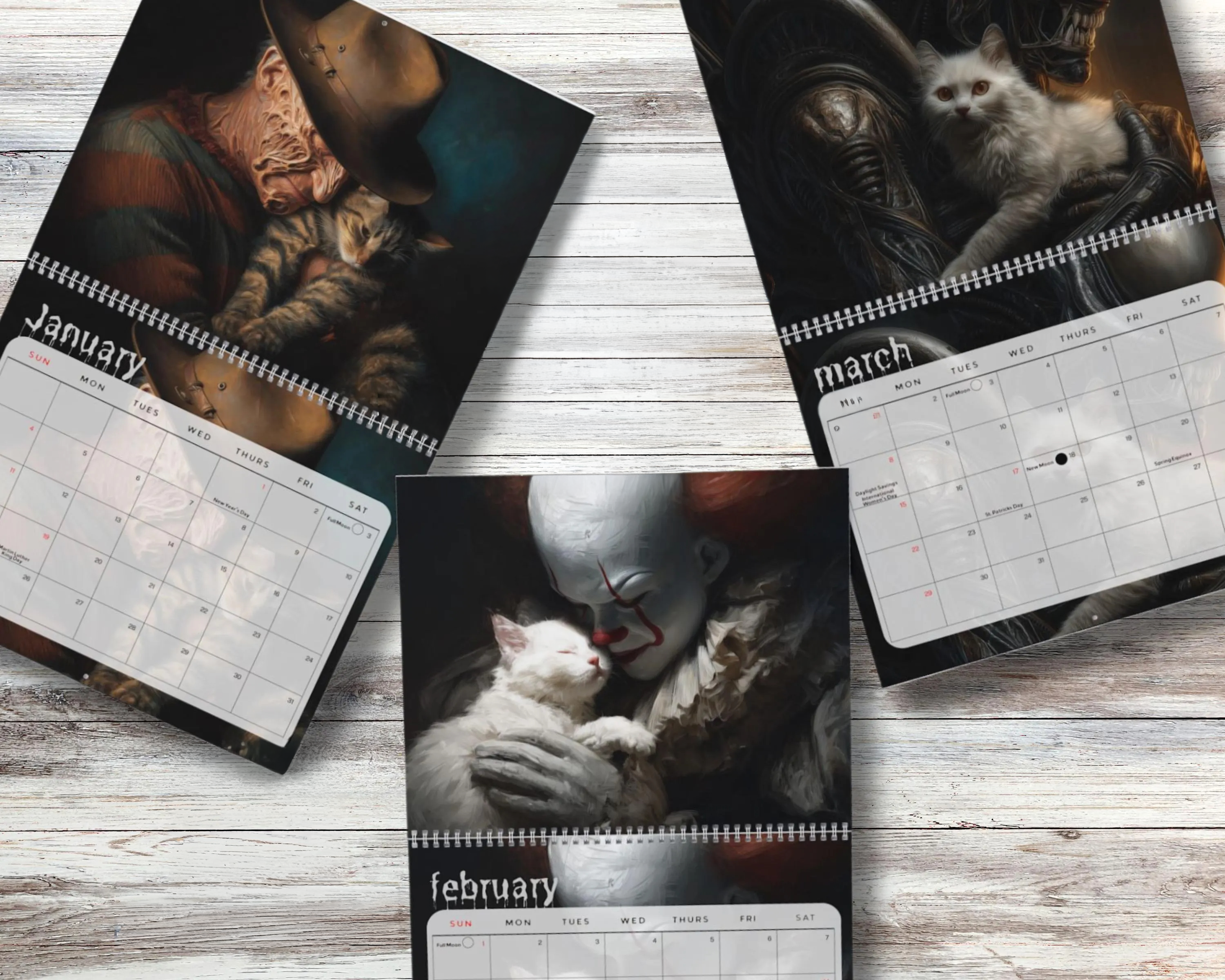 Horror & Cats 2026 Wall Calendar