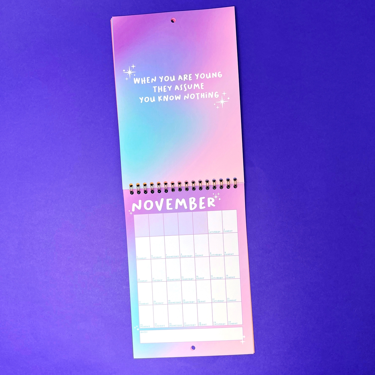 2025 A5 Taylor Swift Lyrics Wall Calendar