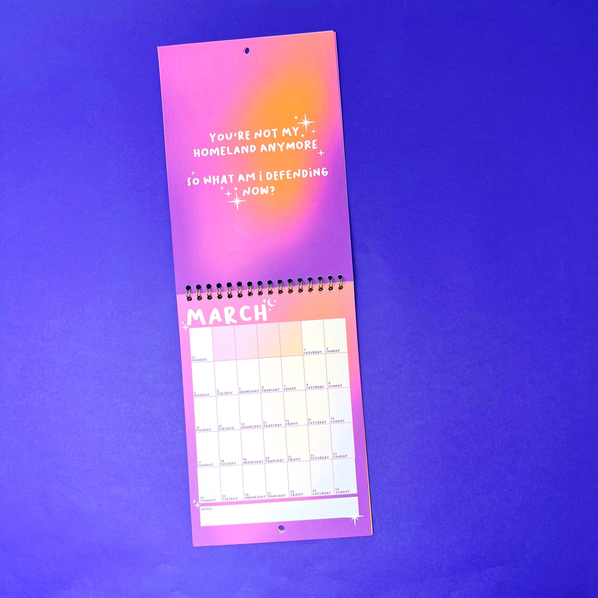 2025 A5 Taylor Swift Lyrics Wall Calendar