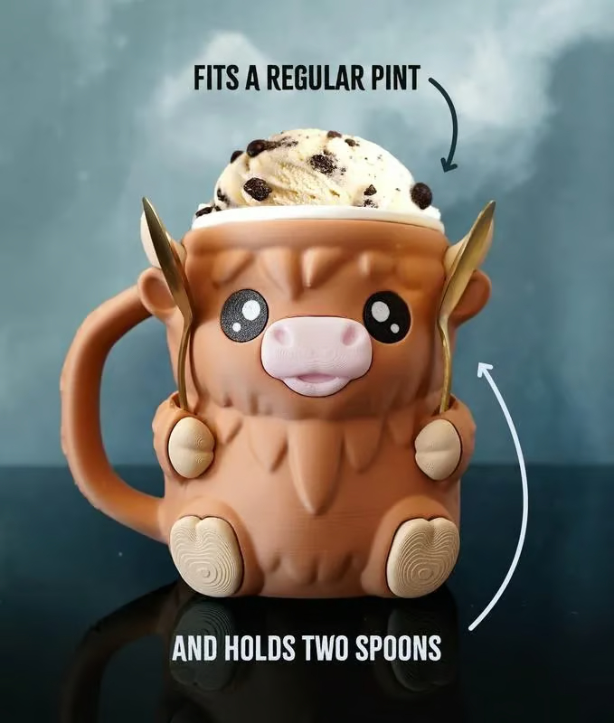 🐮Ferdinand, the Highland Cow Ice Cream Pint Holder🍨🍦🍧