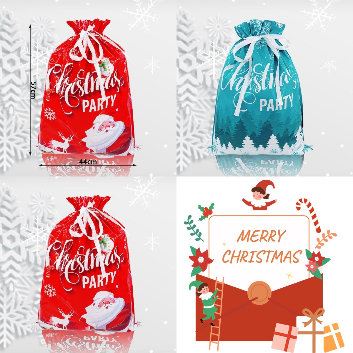 ⚡LAST DAY 49% OFF⚡Christmas Cheer Drawstring Gift Bags🎁