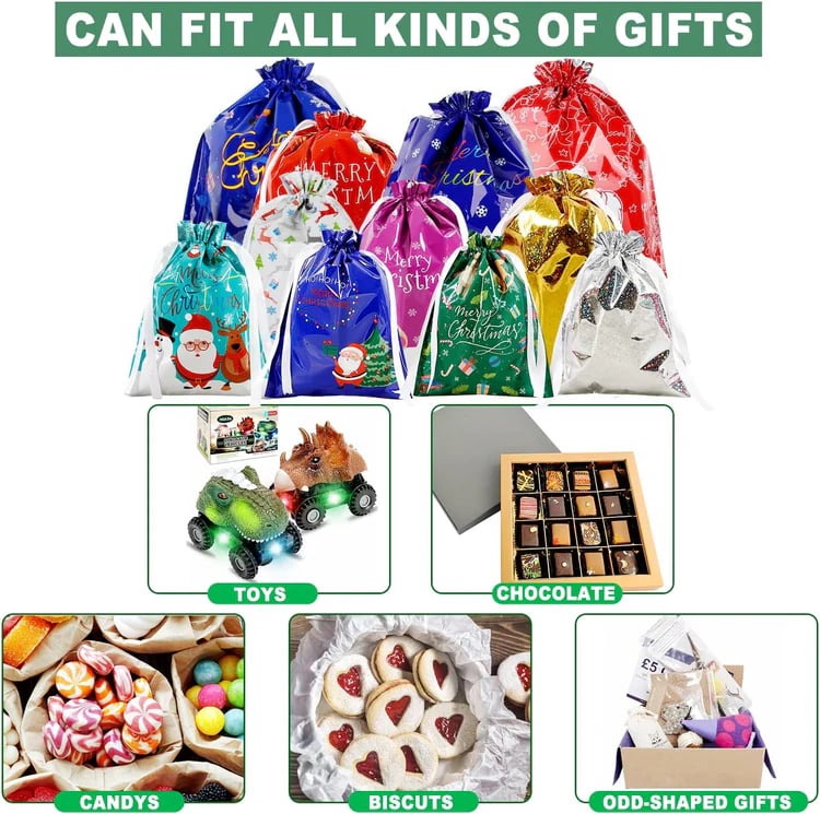⚡LAST DAY 49% OFF⚡Christmas Cheer Drawstring Gift Bags🎁