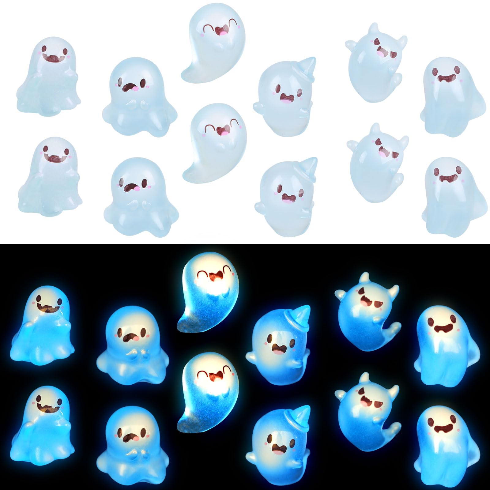 Luminous Mini Resin Cute Miniature Ghost Figurines Glow