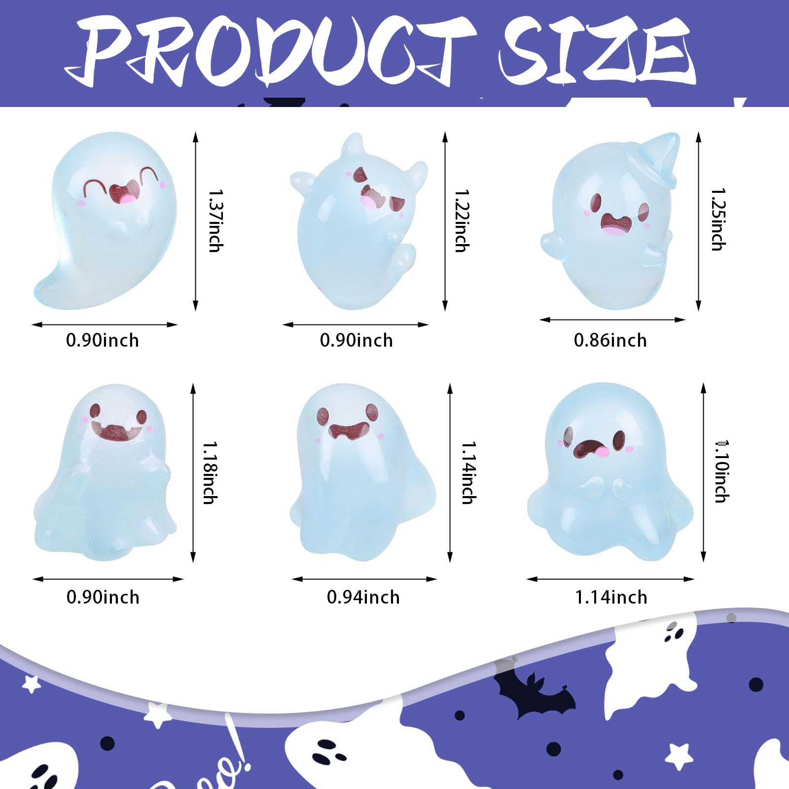 Luminous Mini Resin Cute Miniature Ghost Figurines Glow