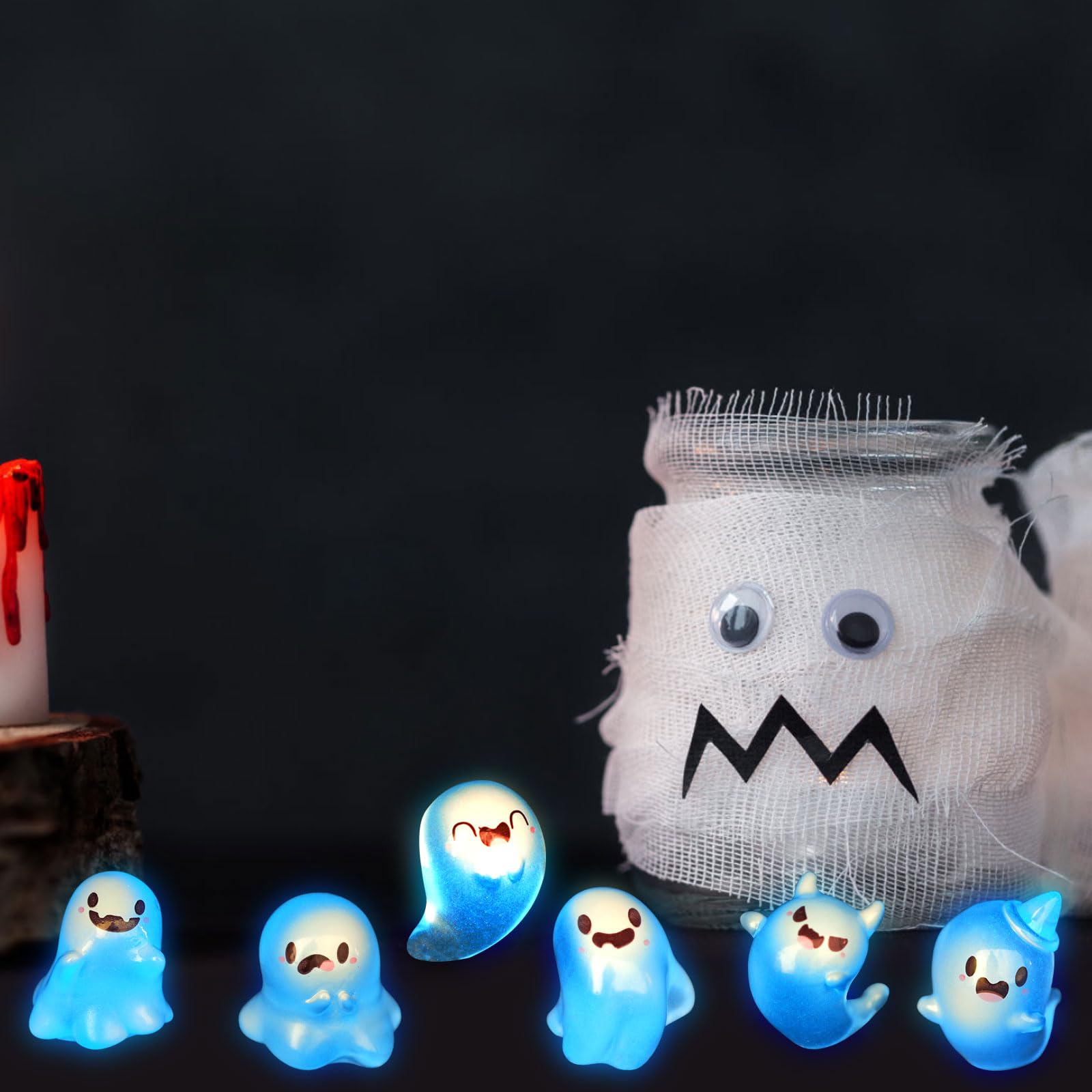 Luminous Mini Resin Cute Miniature Ghost Figurines Glow